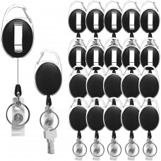 Retractable Badge Holder with Clip & Carabiner - 20 count